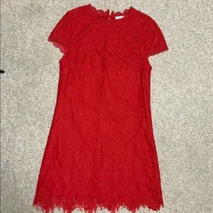 Red cocktail lace dress
